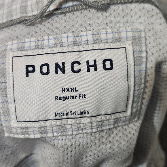 Poncho Western Button Down Fishing Shirt 3XL Blue Checkered  Long Sleeve - Picture 4 of 8